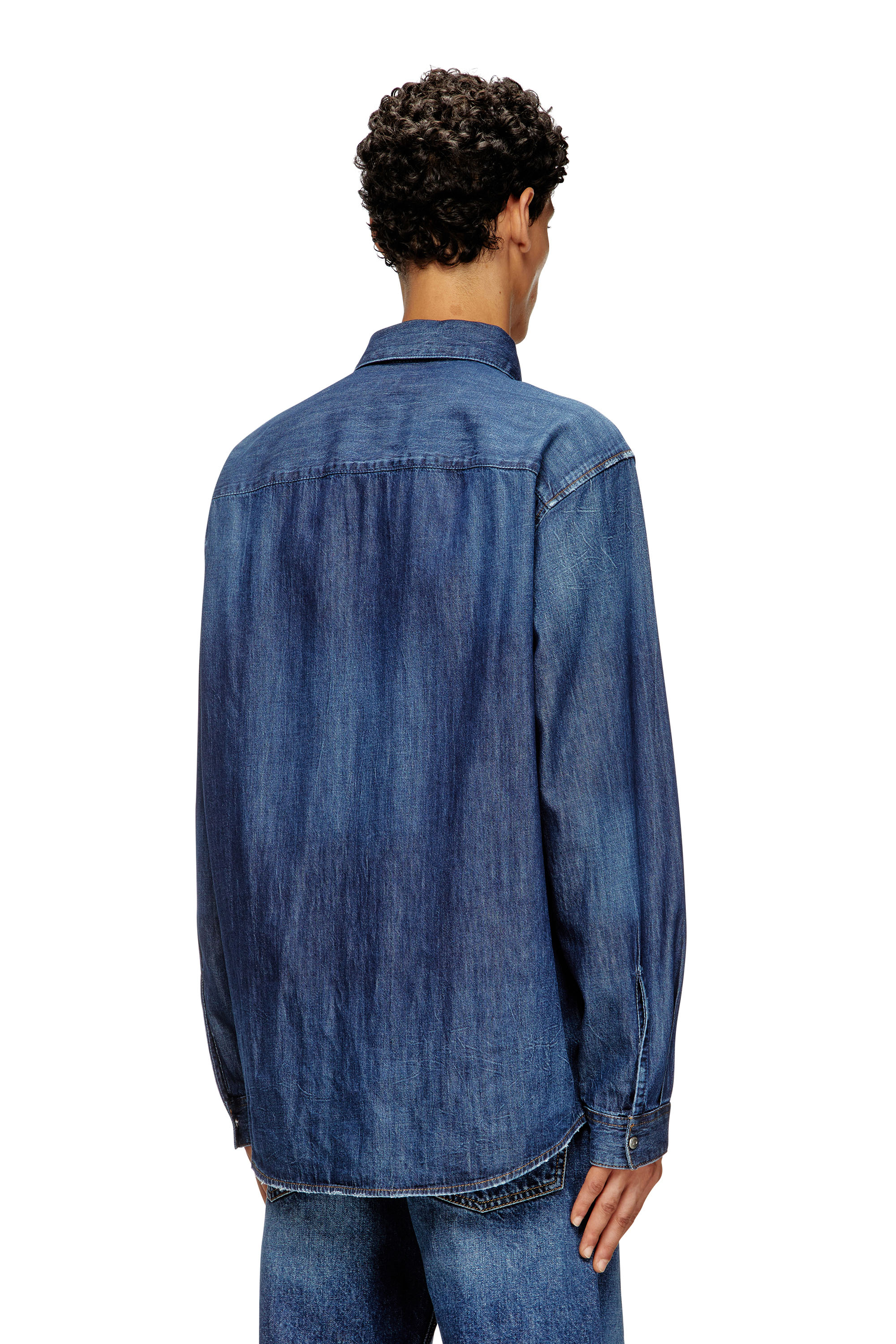 Diesel - D-SIMPLY, Man's Denim shirt with embroidered logo in Medium blue - 4