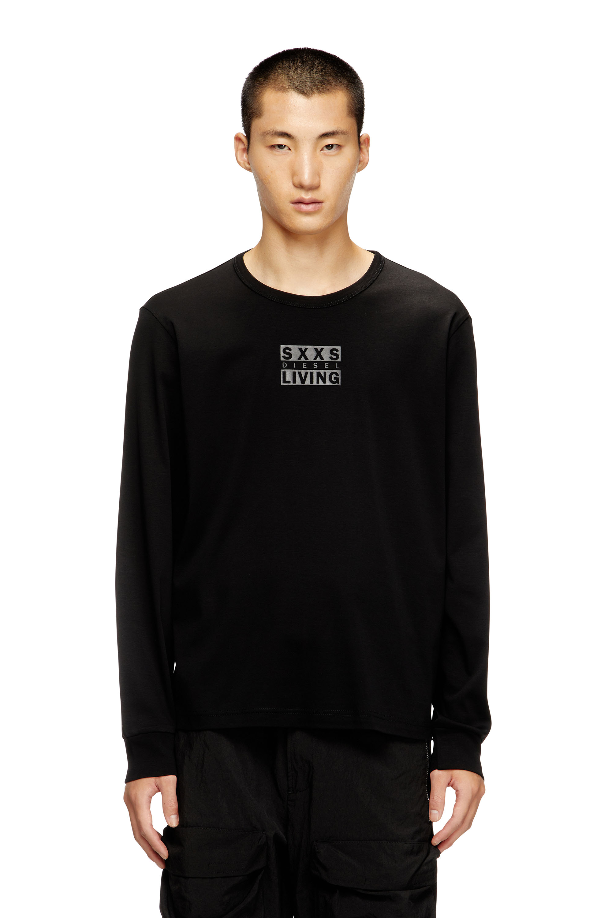 Diesel - T-MADJUST-LS-T1, Man's Long-sleeve cotton t-shirt in Black - 1