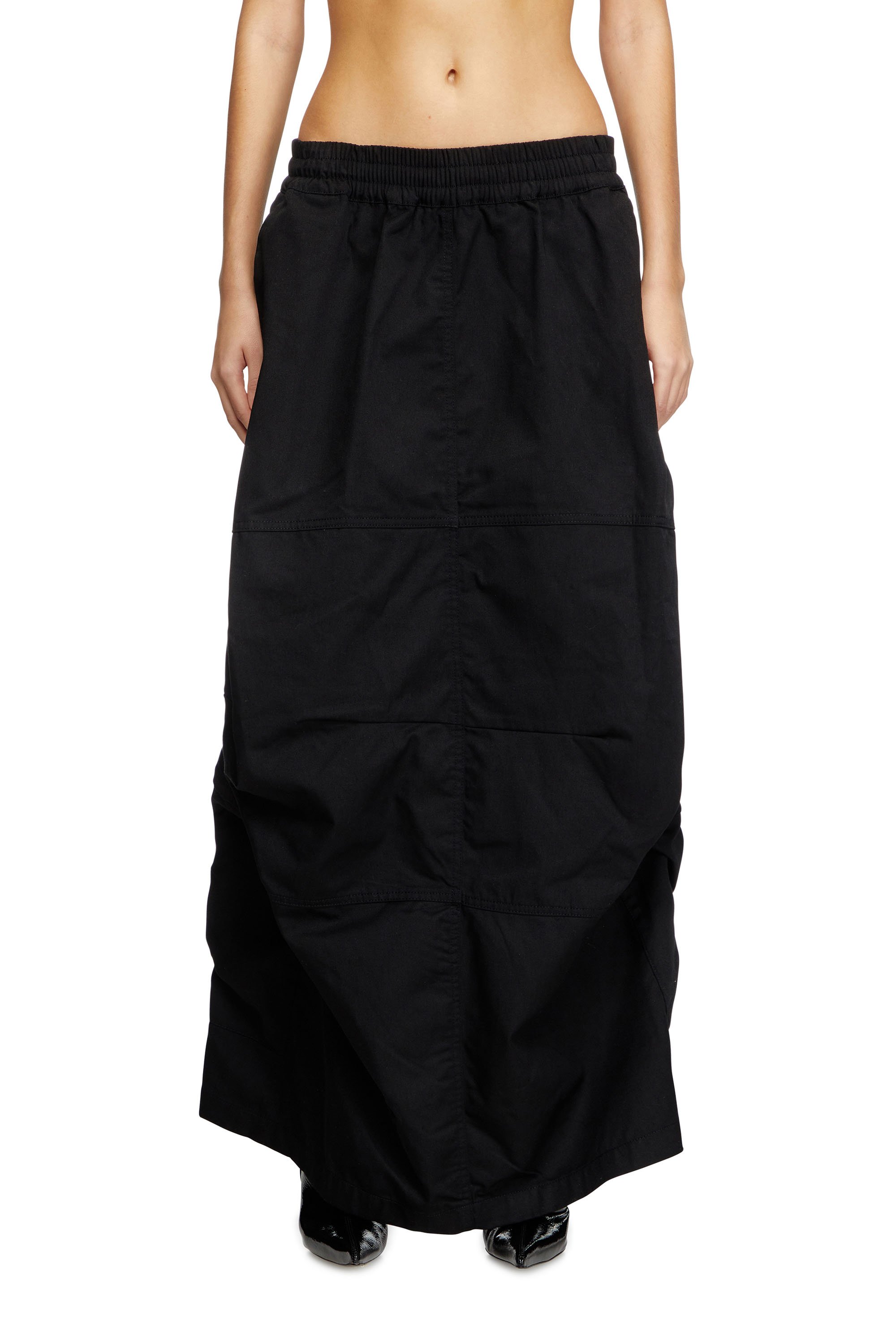 Diesel - O-RIANA-P2, Woman's Long cargo skirt in cotton twill in Black - 1