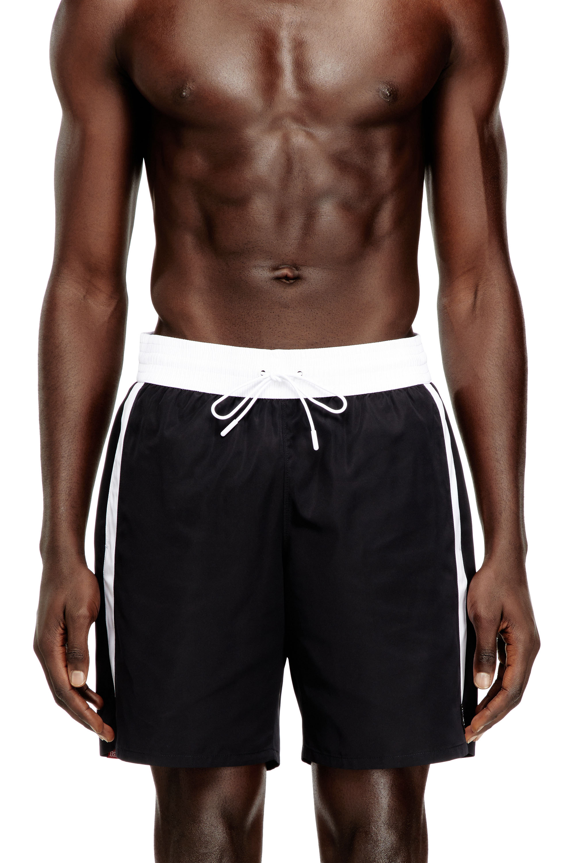 Diesel - BOXER-46-D-POP, Man's Swim shorts with contrast waistband in Black - 2