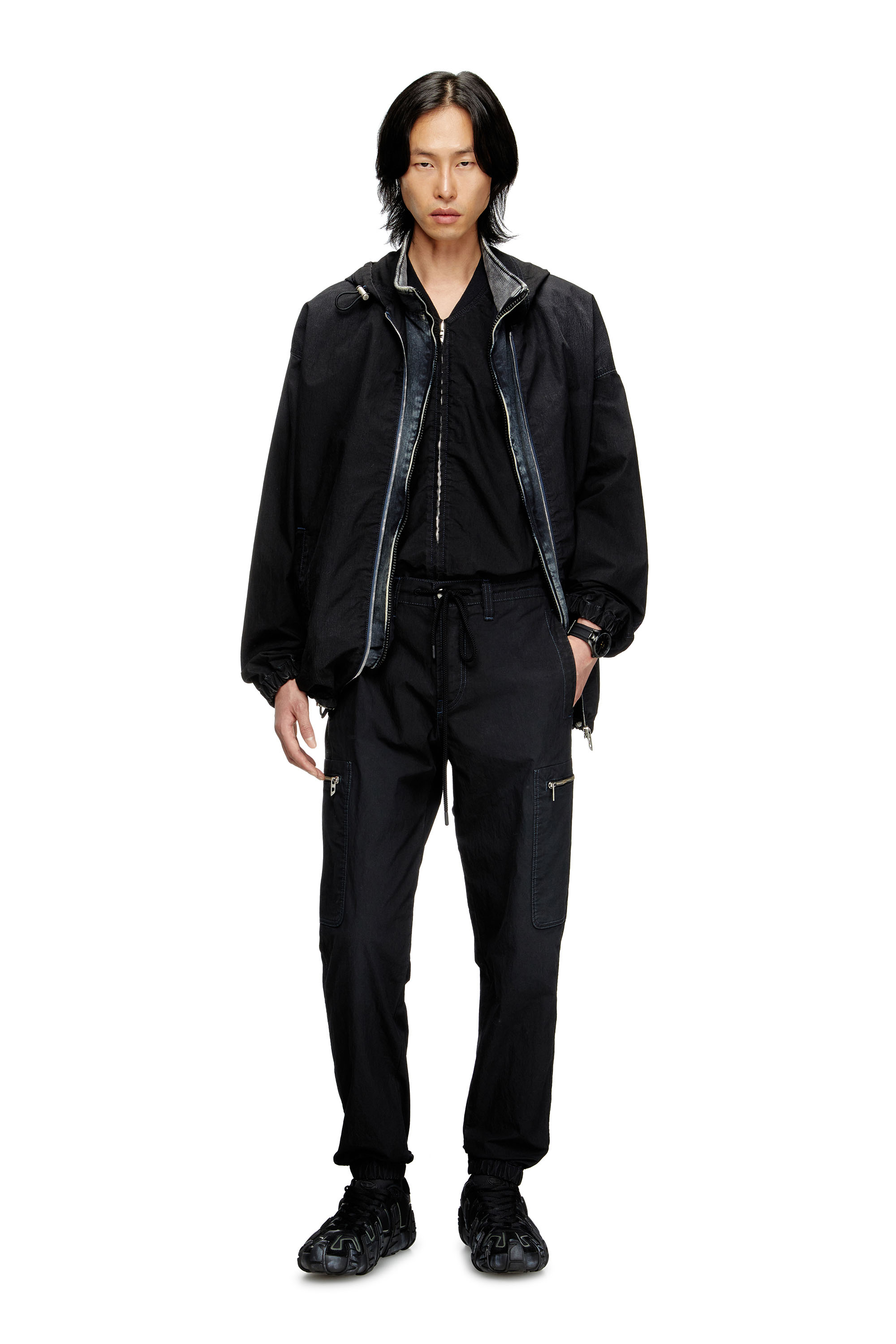 S-D-GRIFFE LOW, Black/Blue Diesel - S-D-GRIFFE LOW, Man's S-D-Griffe - Nylon sneakers in Black/Blue - 7