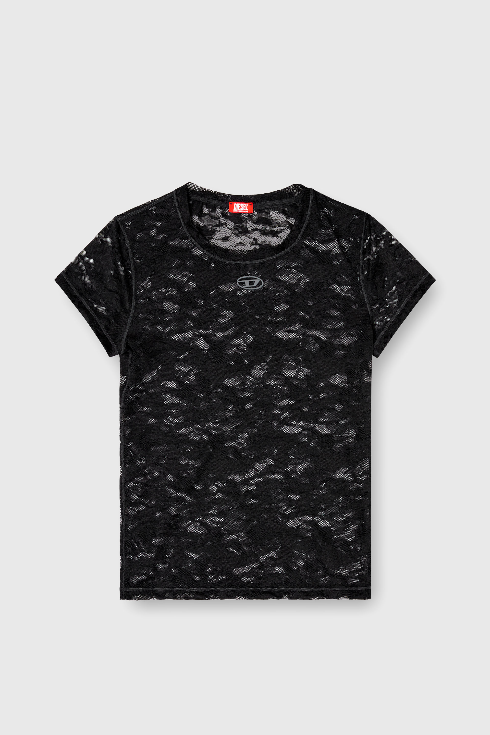 Diesel - KASIA-UTLT, Woman's Camo lace T-shirt in Black - 2