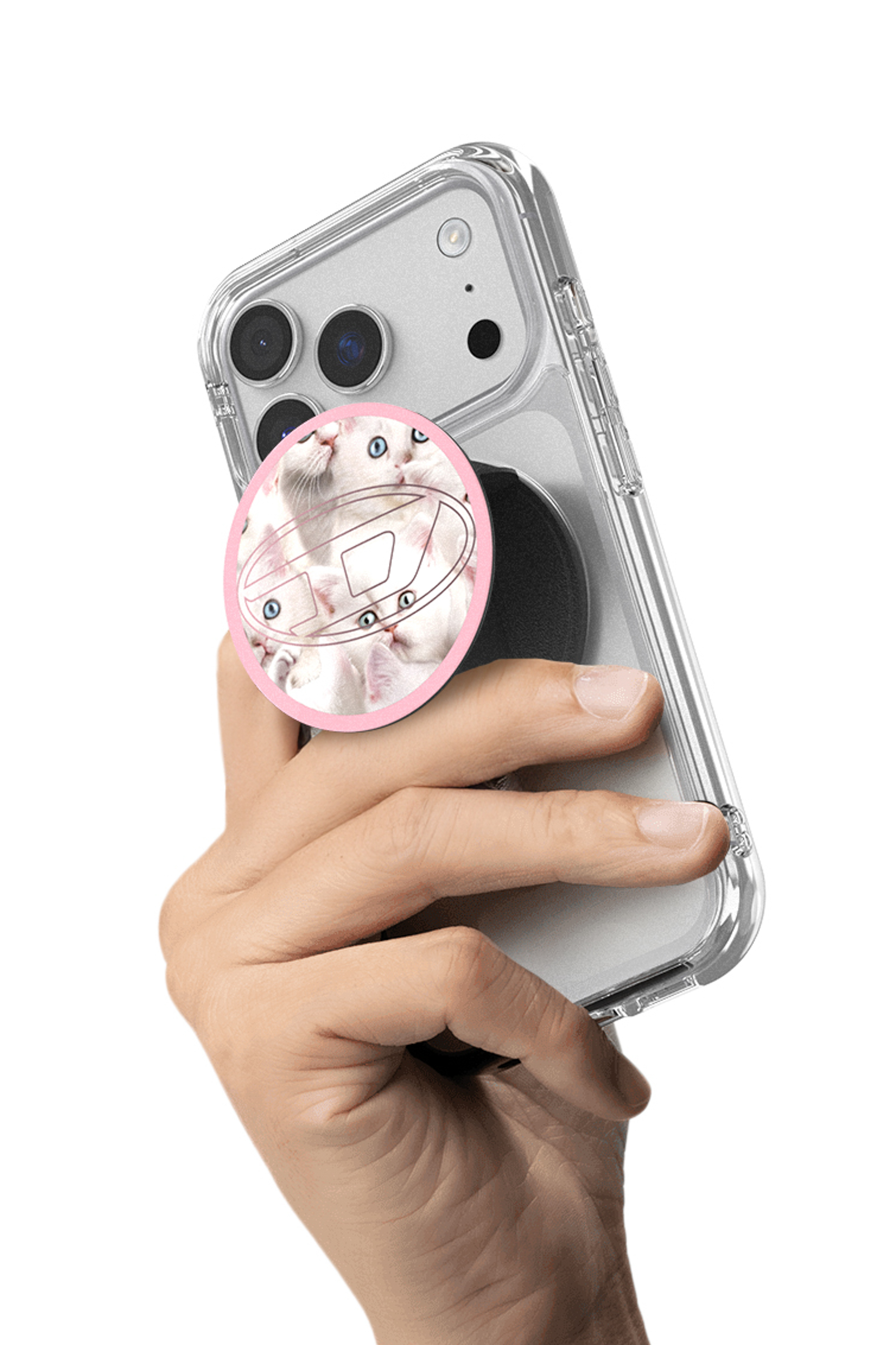 Diesel - 60452  GRIP CASE, Unisex's Oval D cats magsafe gripstand in Pink - 3