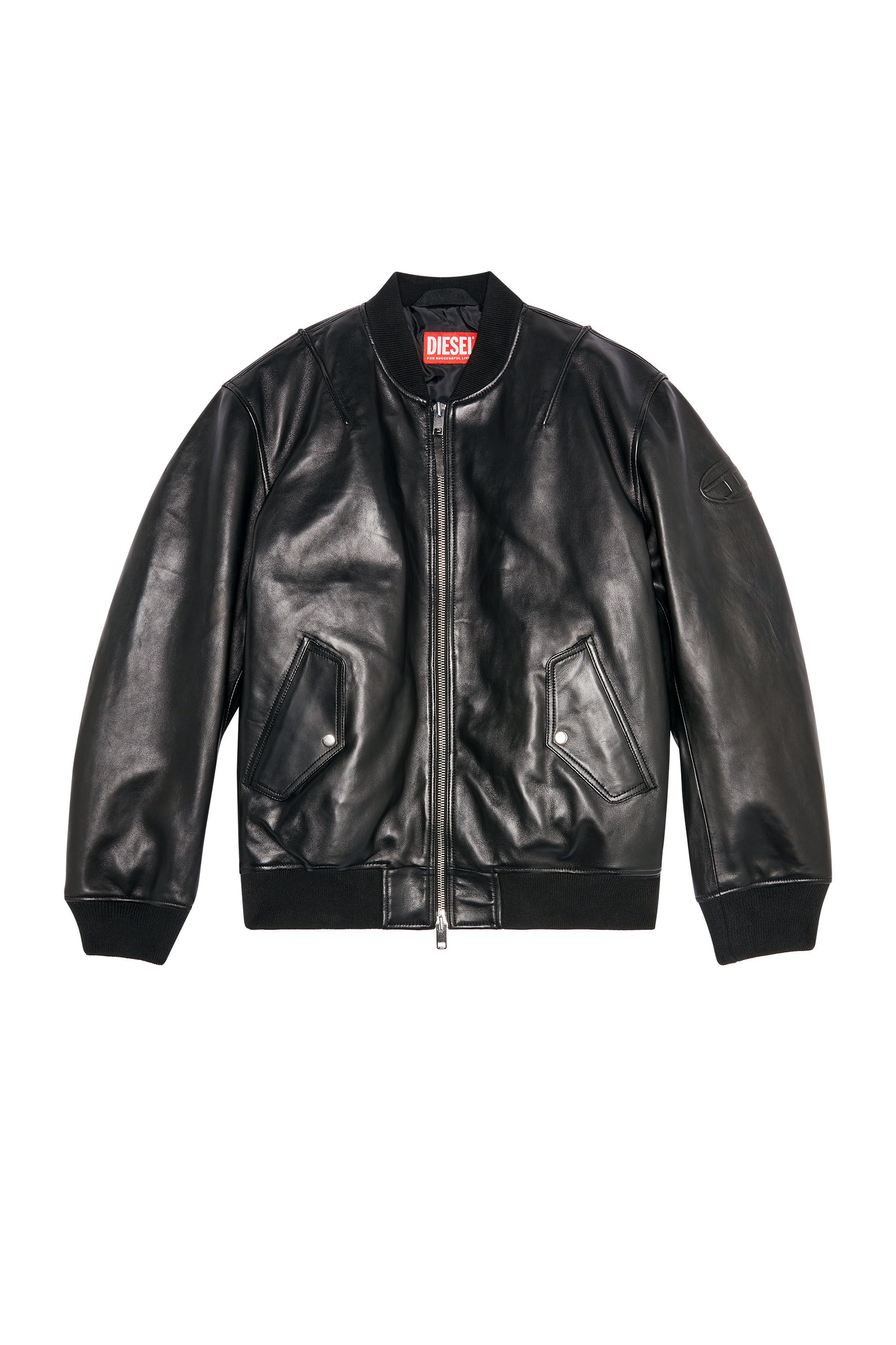 Diesel - L-PRITTS, Man's Padded jacket in tumbled leather in Black - 2
