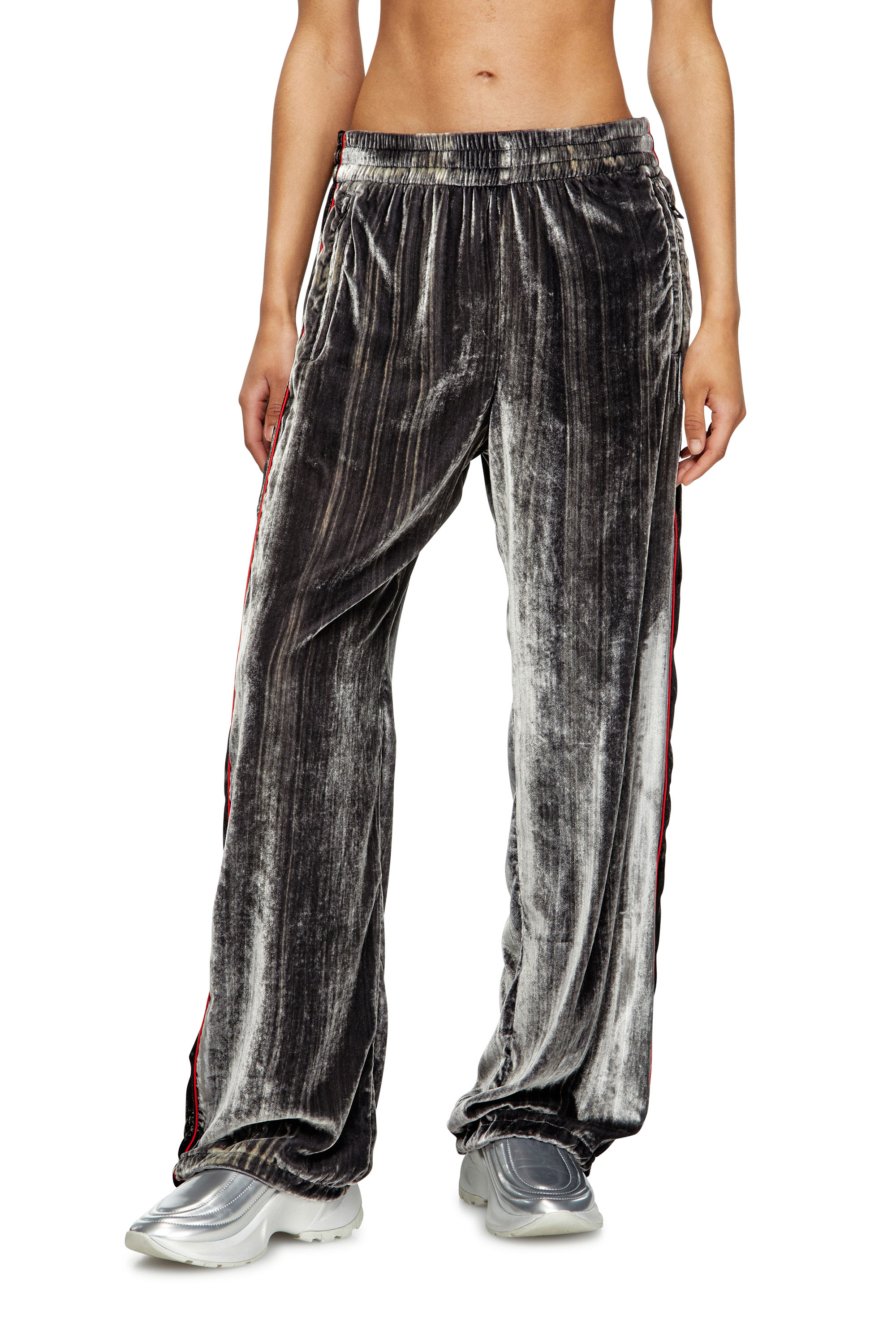 Diesel - P-HAY-FEM, Woman's Track pants in treated velvet in Dark grey - 3