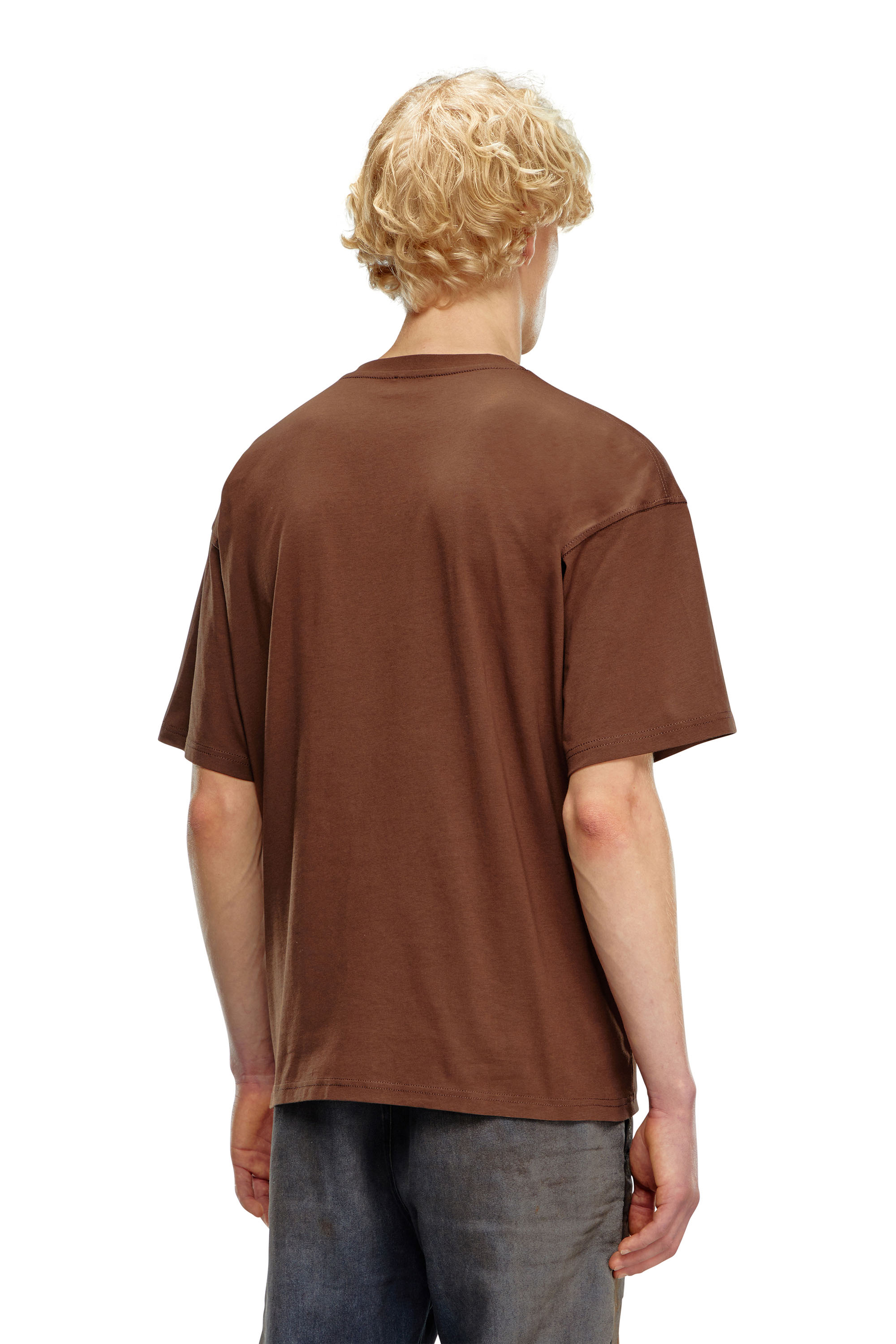 Diesel - T-BOXT-D, Unisex's T-shirt with embroidered D patch in Brown - 4