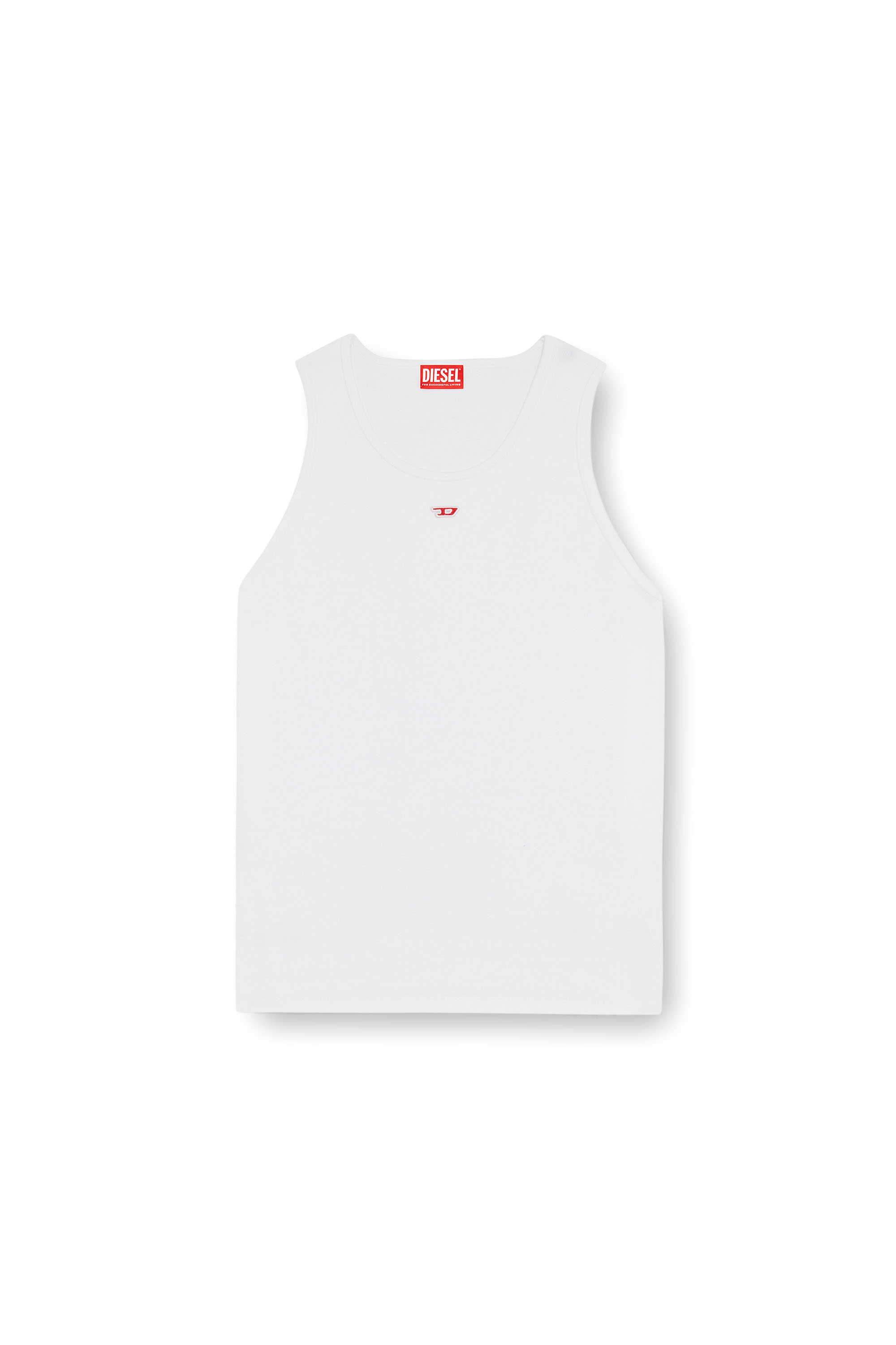 Diesel - T-LIFTY-D, Man's Tank top with mini D logo patch in White - 3