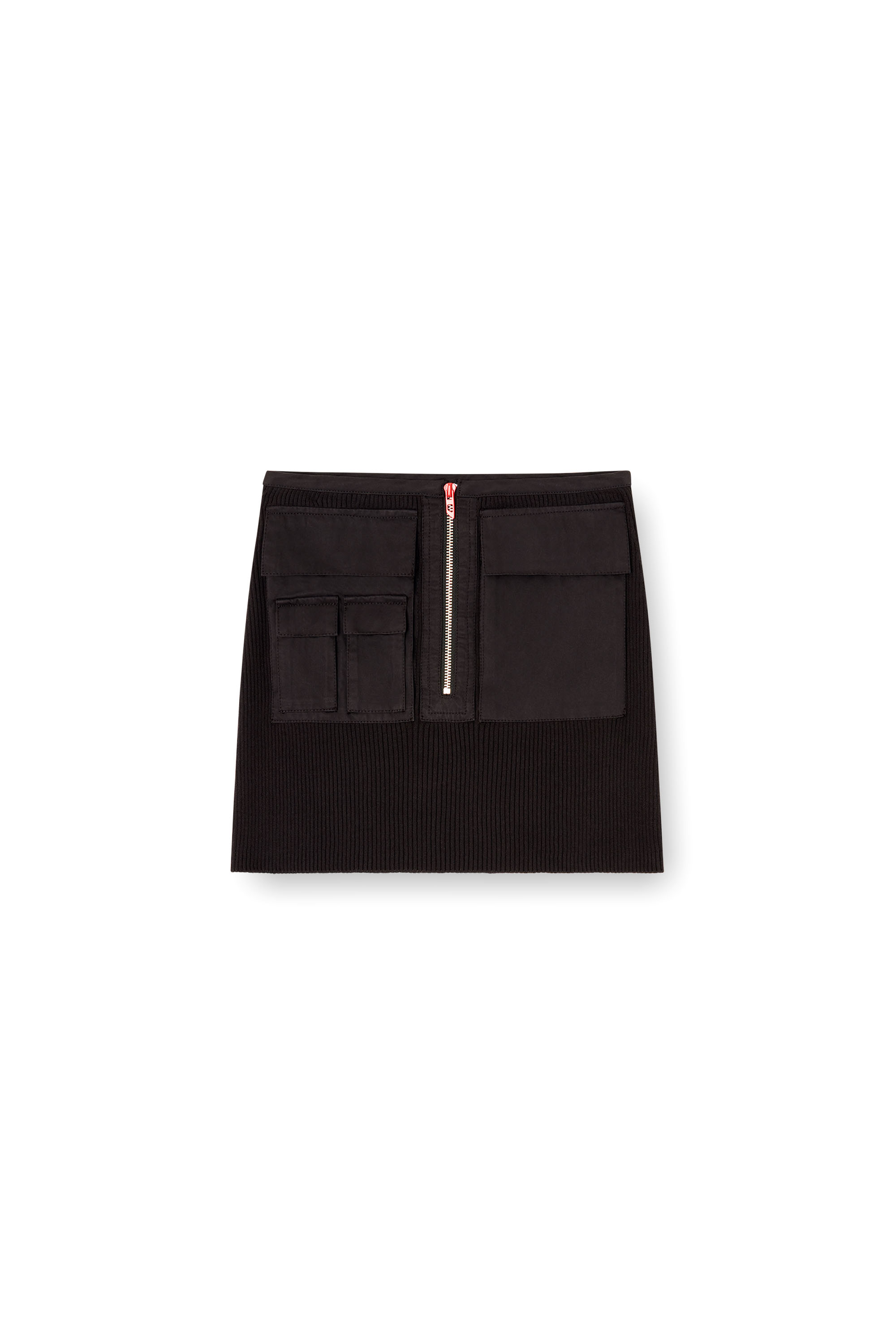 Diesel - M-MERYN-SHORT, Woman's Ribbed mini skirt with cargo pockets in Black - 3