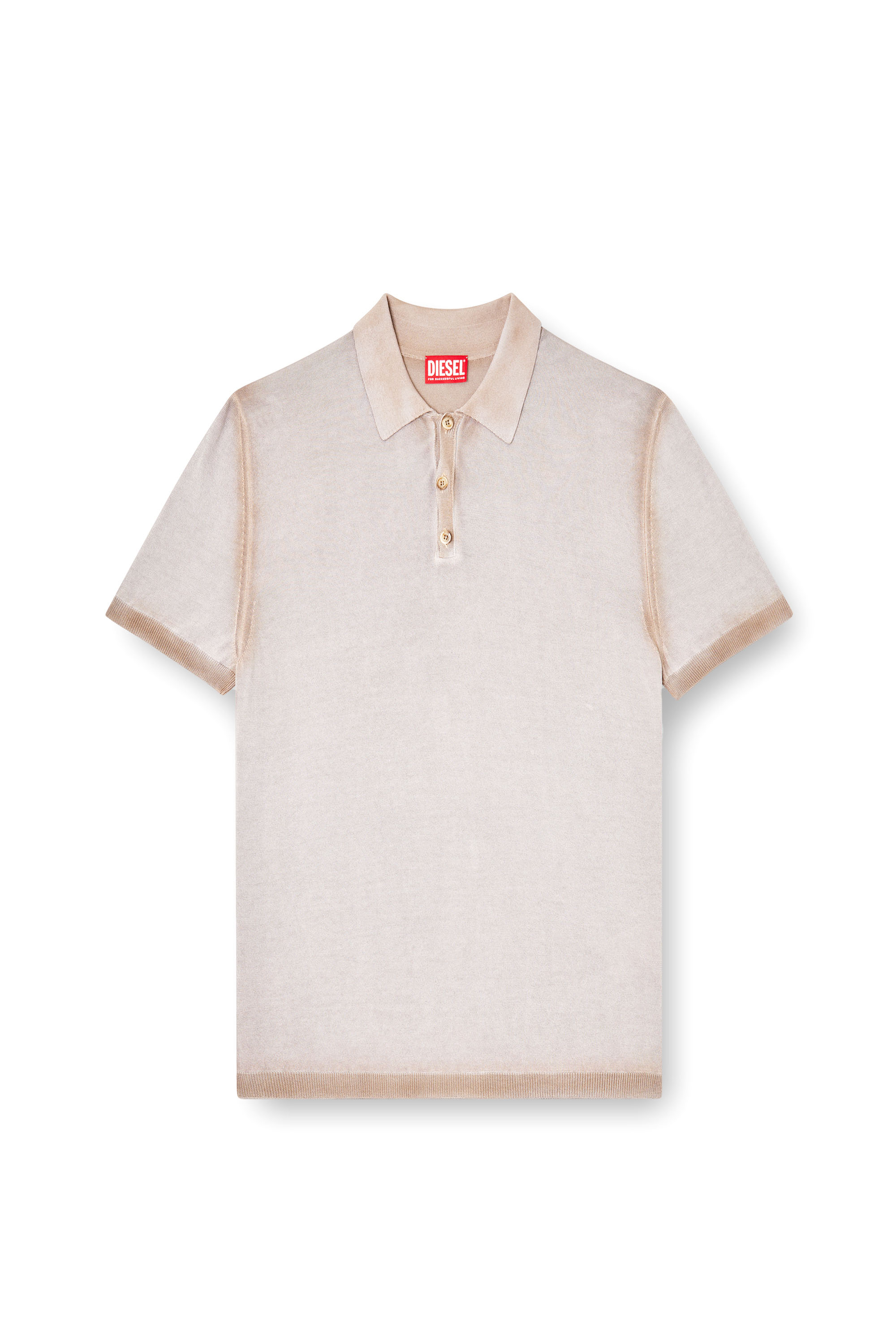 Diesel - K-VIRTO, Man's Dégradé knitted polo shirt in Beige - 3