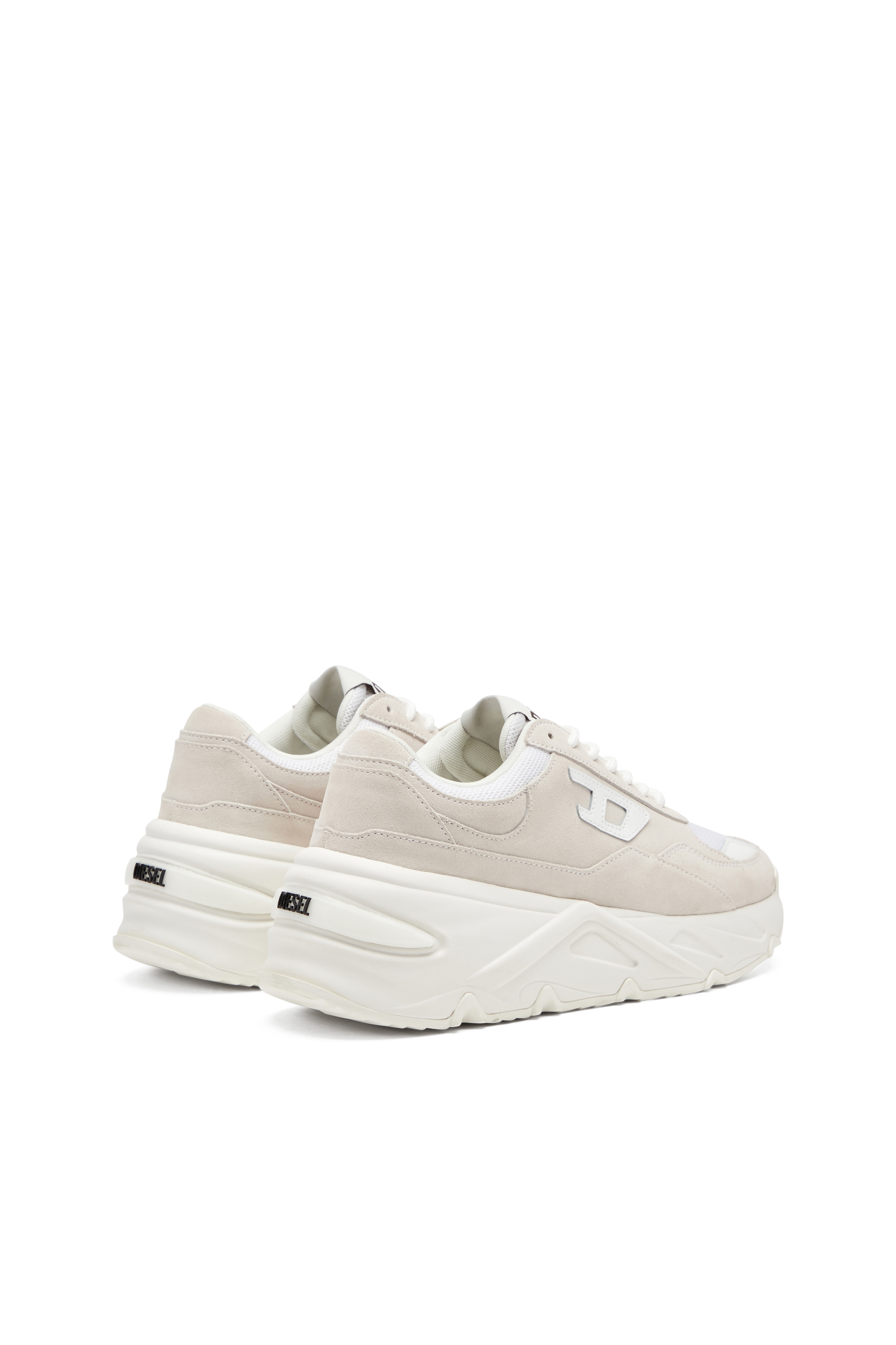 Diesel - S-SAVANNAH W, Woman's S-Savannah-Platform sneakers in suede and mesh in White - 3