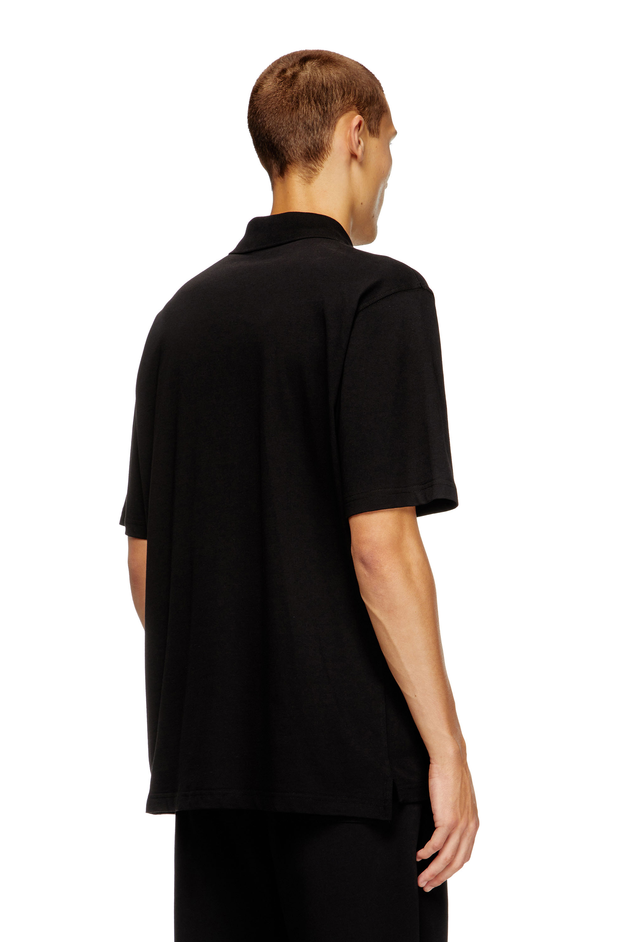 Diesel - T-VOR-OD, Man's Zip front polo shirt with laser cut Oval D in Black - 2
