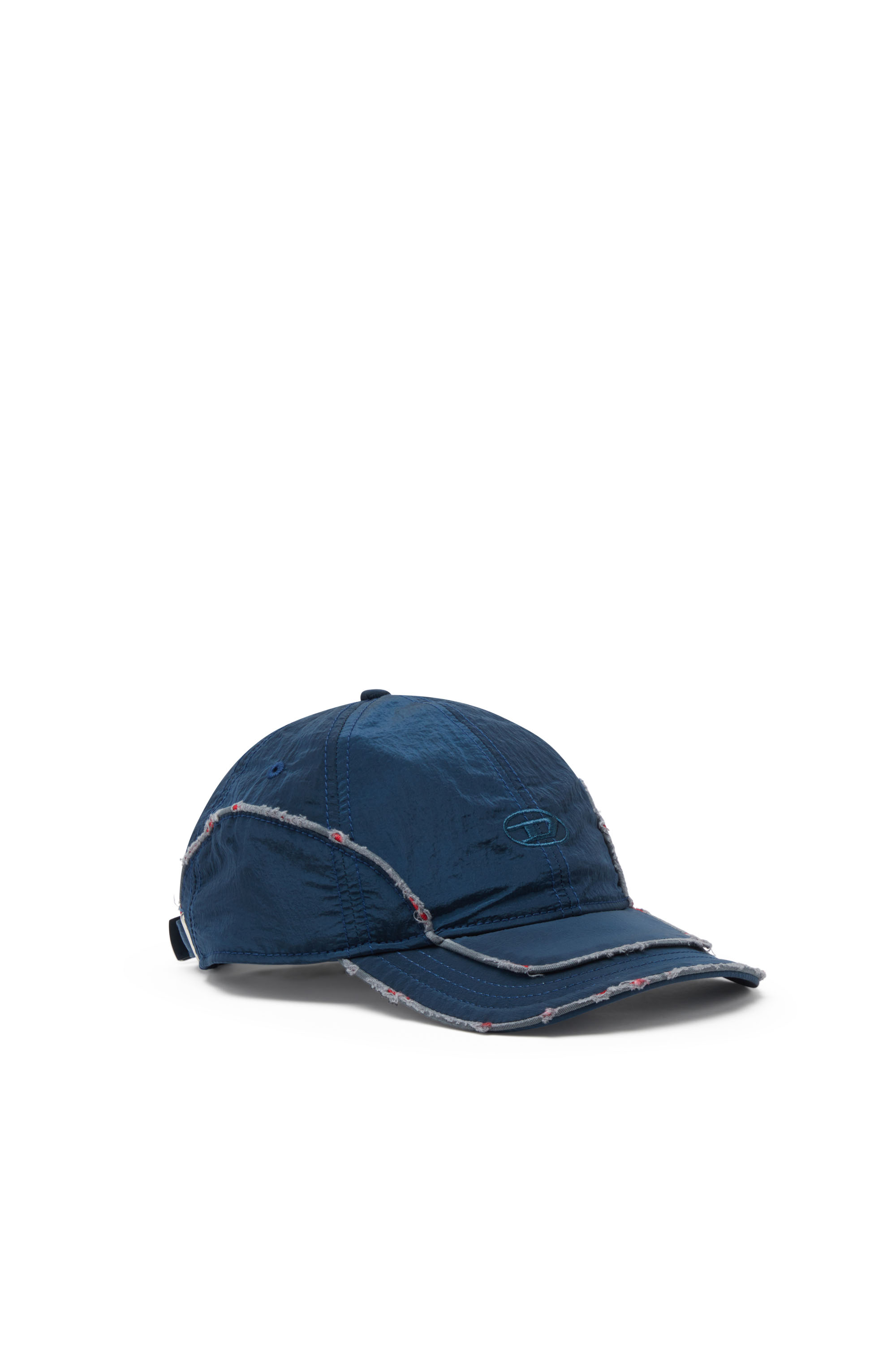 Diesel - C-ONNOR, Man's Crinkled nylon baseball cap with tonal D in Blue - 1