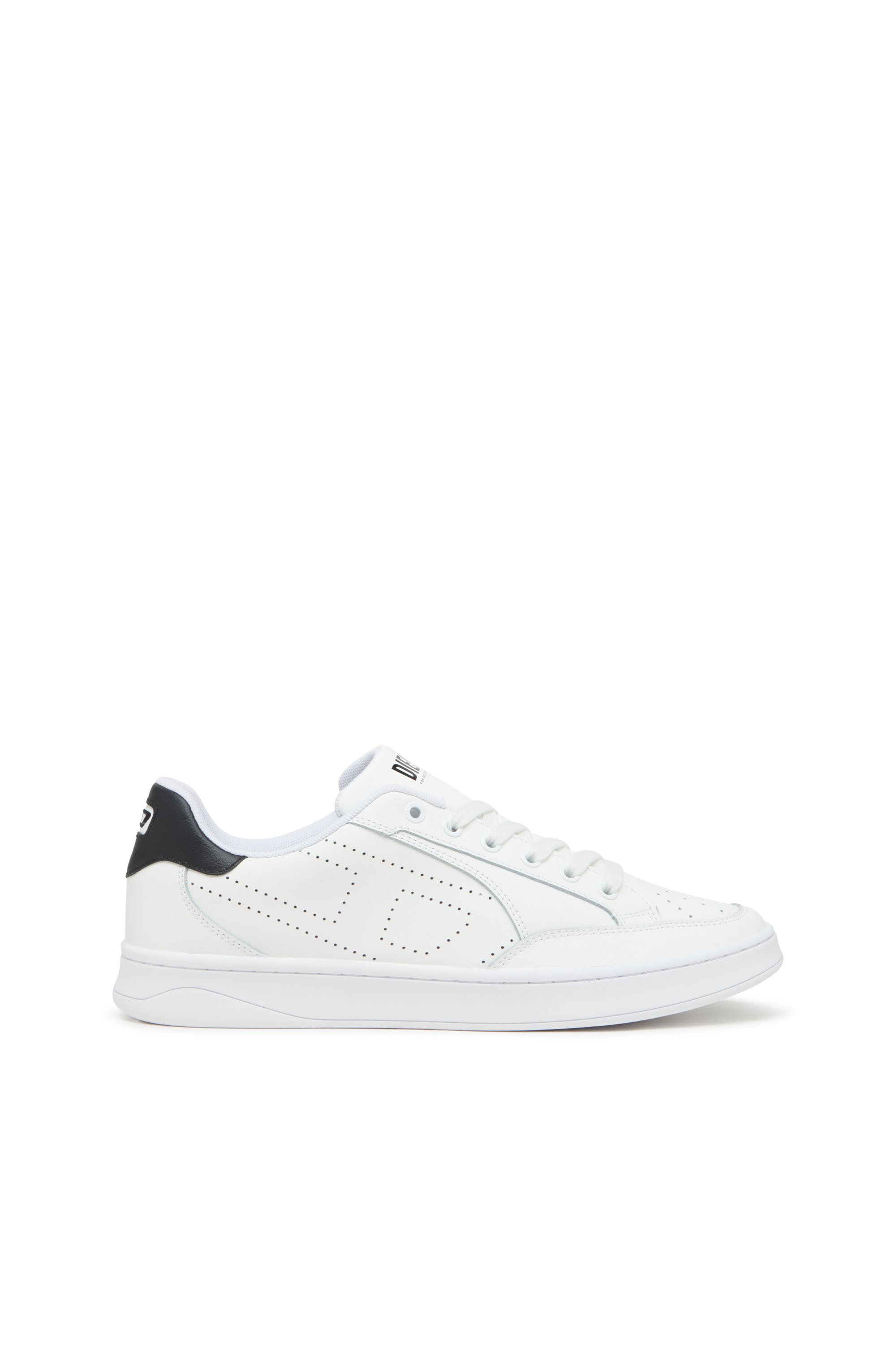 Diesel - S-DAKOTA LOW, Man's S-Dakota-Leather sneakers with perforated logo in White/Black - 1