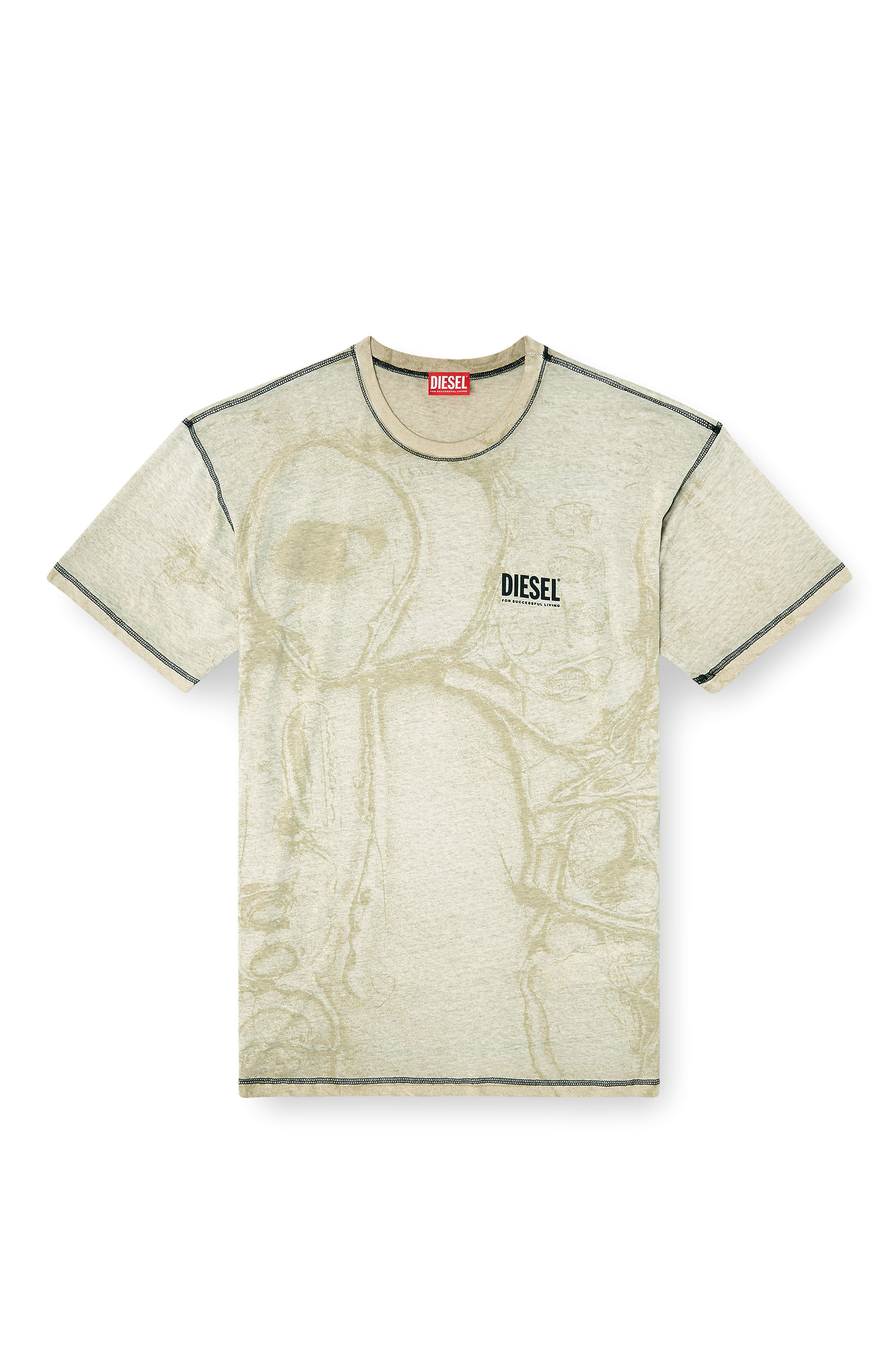 Diesel - T-NORM-V15, Man's Hemp-cotton T-shirt with all-over print in Grey - 3