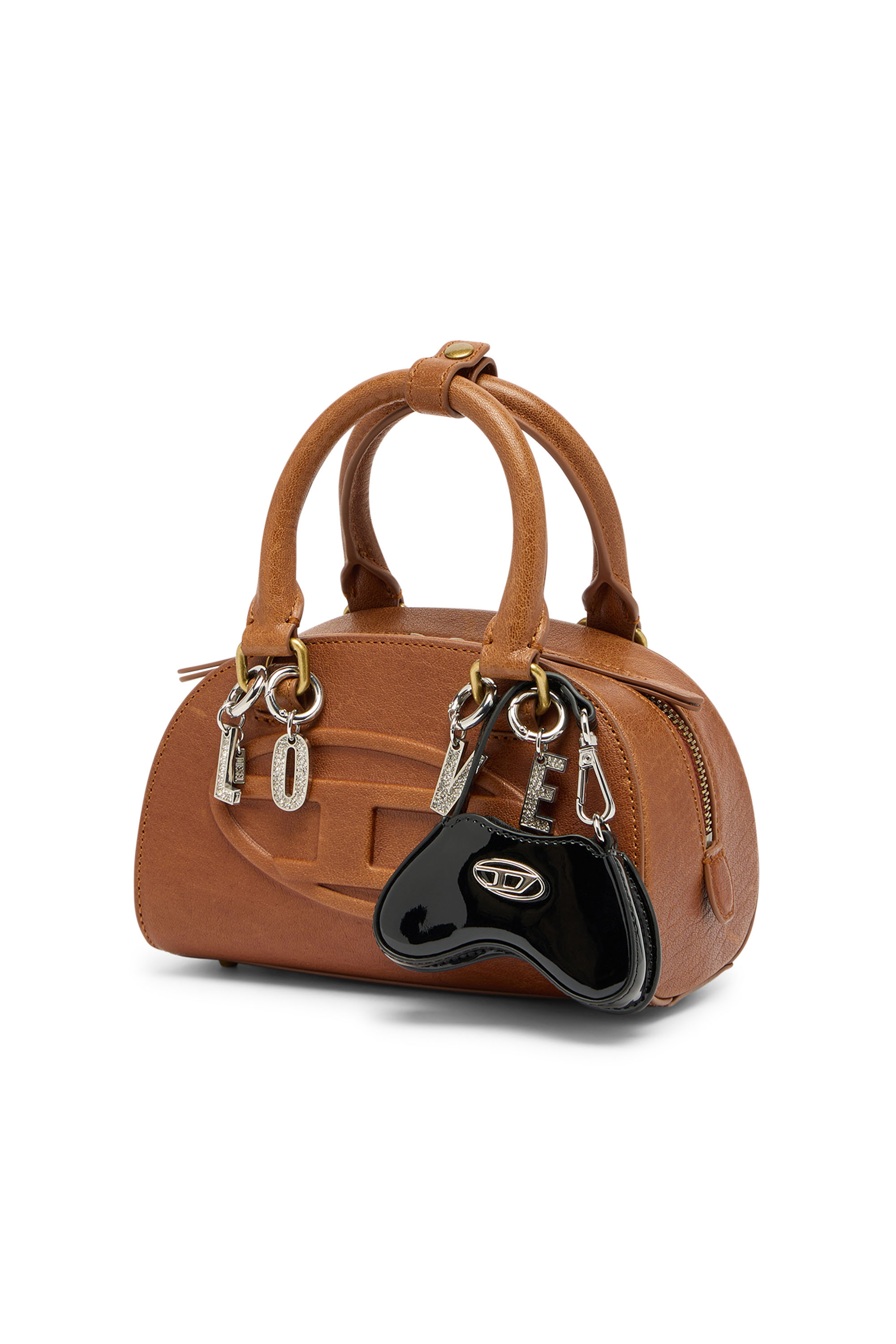 Diesel - 1DR DOME CROSSBODY, Woman's 1DR Dome-Mini bowling bag in pull-up leather in Camel - 7