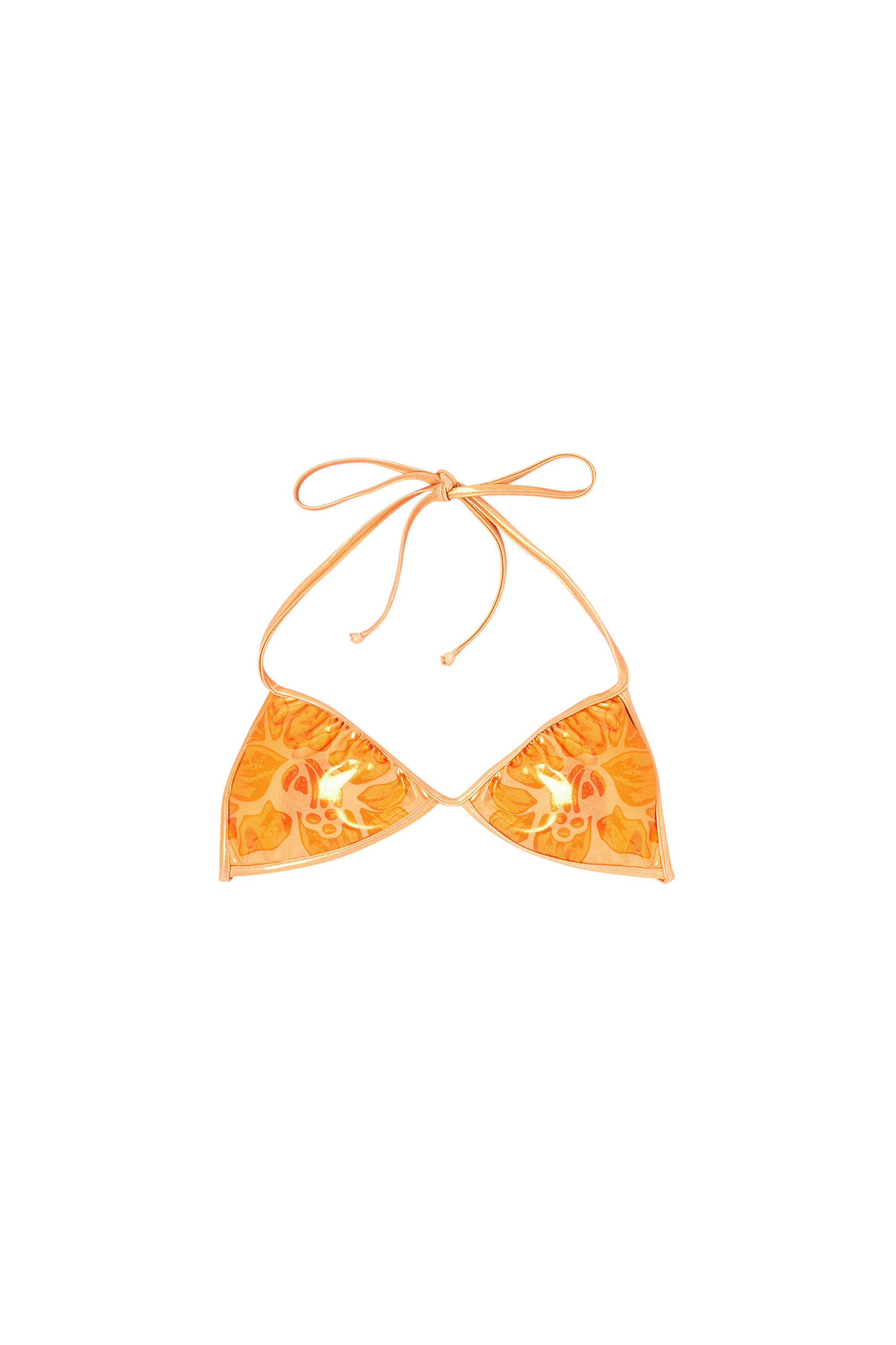 Diesel - KATE-D-CORE, Woman's Metallic bikini top with lotus print in Orange - 3